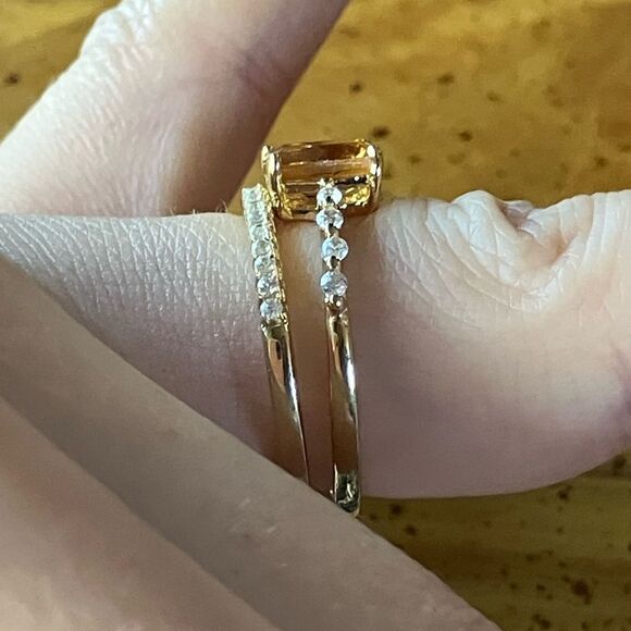 Brazilian Citrine Sterling Silver Ring Set Size 7.75 - Picture 3 of 9